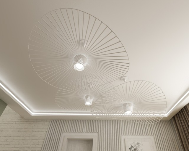 Dizajnové biele svietidlo s lamelovou stenou